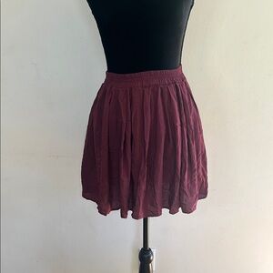 Brandy Melville Burgundy Skater Mini Skirt Pleated Night Out